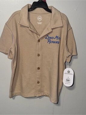 Dino-Mite Repairs Beige Casual Short-Sleeve Shirt